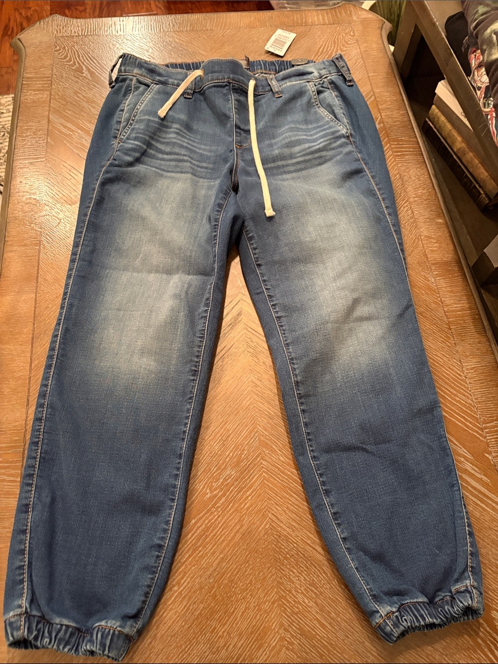 Women’s Blue Jogger Jeans - Casual Drawstring Denim